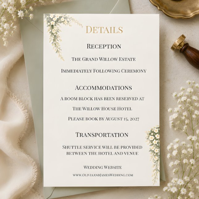 Lyx Baby's Breath Blommig Bröllopstema  Inbjudningar (Luxury baby's breath wedding themed details card)