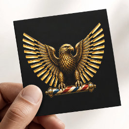 Lyx Barber Shop Logo för Golden Eagle Frisör Fyrkantigt Visitkort