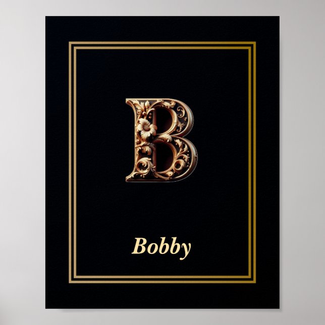Lyx Barock Bokstav B Monogram Affisch  (Framsidan)