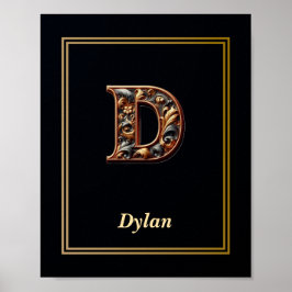 Lyx Barock Bokstav D Monogram Affisch
