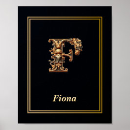 Lyx Barock Bokstav F Monogram Affisch