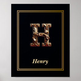 Lyx Barock Bokstav H Monogram Affisch
