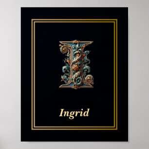 Lyx Barock Bokstav I Monogram Affisch