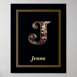 Lyx Barock Bokstav J Monogram Affisch