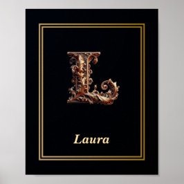 Lyx Barock Bokstav L Monogram Affisch