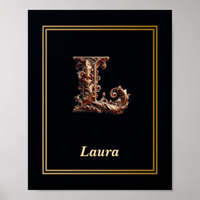 Lyx Barock Bokstav L Monogram Affisch  (Framsidan)