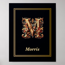 Lyx Barock Bokstav M Monogram Affisch