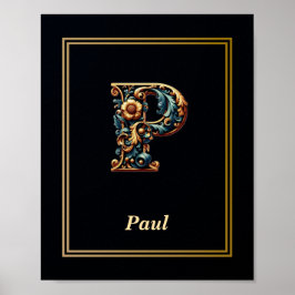 Lyx Barock Bokstav P Monogram Affisch