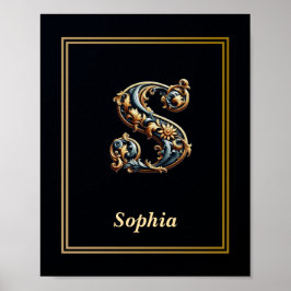 Lyx Barock Bokstav S Monogram Affisch