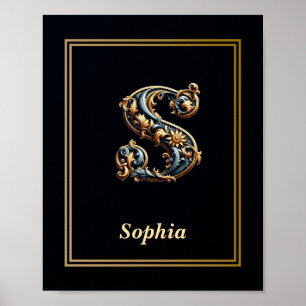 Lyx Barock Bokstav S Monogram Affisch