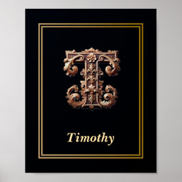 Lyx Barock Bokstav T Monogram Affisch