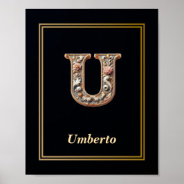 Lyx Barock Bokstav U Monogram Affisch