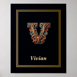 Lyx Barock Bokstav V Monogram Affisch