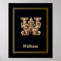 Lyx Barock Bokstav W Monogram Affisch
