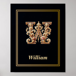 Lyx Barock Bokstav W Monogram Affisch