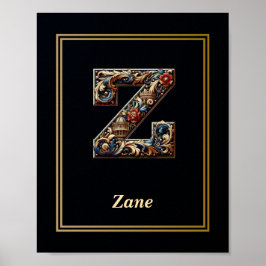Lyx Barock Bokstav Z Monogram Affisch