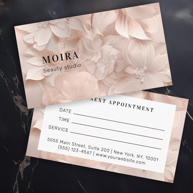 Lyx,  beige, blomma, salon Möte Tidsbeställning Kort (Skapare uppladdad)