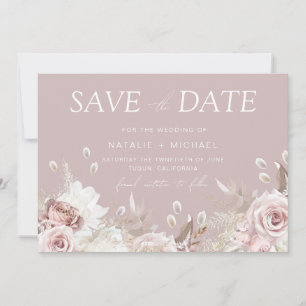 Lyx Blush Floral Botanisk Bröllop Spara Datumet