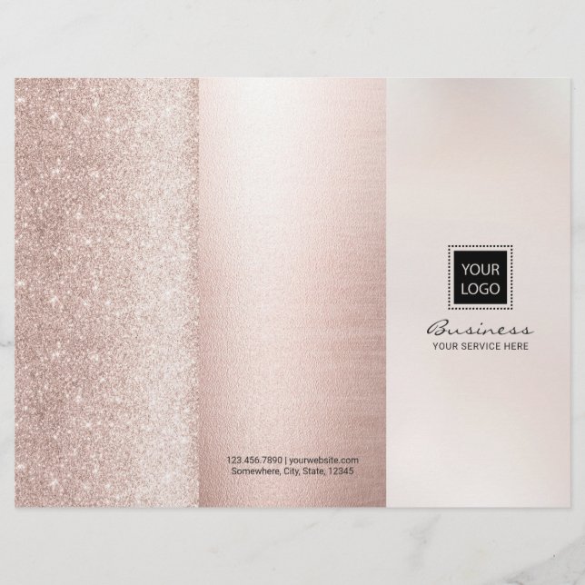 Lyx Blush Rose Guld Skönhetssalong Tri-fold (Framsida)