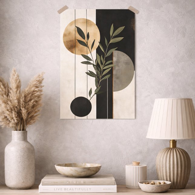 Lyx Boho Botanisk Geometrisk Minimal Svart Guld Poster (Skapare uppladdad)