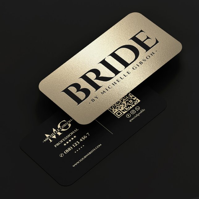 Lyx Bröllops Artist Bröllopsstylist Svart Falskt G Visitkort (Luxe Bridal Artist Wedding Stylist Black Faux Gold)
