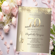 Lyx Champagneglas Guldkonfetti 70-årsdag