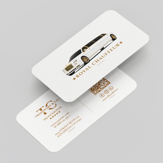 Lyx Chaufför Privat Transport Limousine Vit Visitkort (Luxury Chauffeur Private Transport Limo White Business Card
)