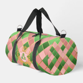 Lyx Chic Prep Pink Grön Argyle Monogram Vapenklöve