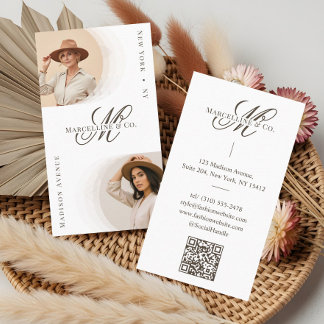 Lyx Chic Script Monogram Mode Designer Foto Visitkort