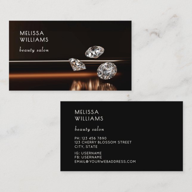 Lyx Diamant Juwelier Smyckesbutik Visitkort (Fram/baksida)