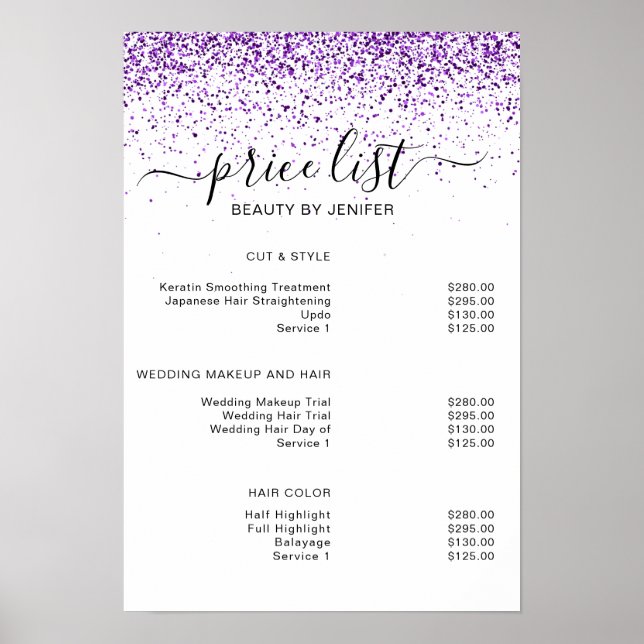 Lyx dropp glitter lila Salon Poster (Framsidan)