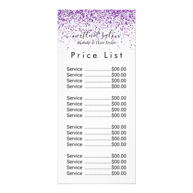 Lyx dropp glitter lila Salong Rack Kort (Framsidan)