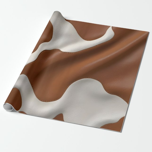 Lyx Elegant Falsk Koxläder Modern Samling Presentpapper (Utrullad)