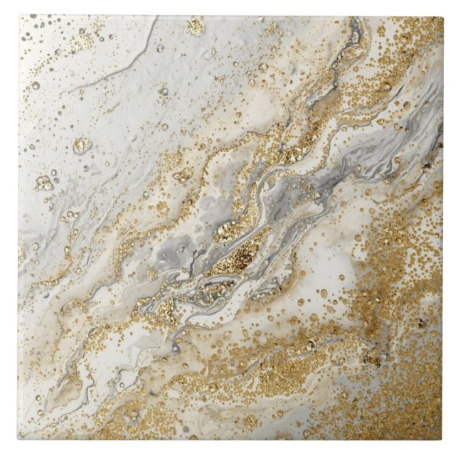 Lyx, Elegant, Modern Guld Grå Mönster Kakelplatta (Framsidan)