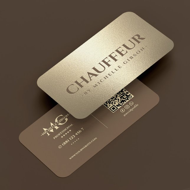 Lyx Elite Chaufför Brun Falskt Guld Transport Visitkort (Luxury Elite Chauffeur Brown Faux Gold Transport Business Card
)