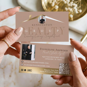 Lyx Fastighetsmäklare Beige Guld Foto Visitkort