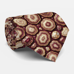 Lyx Faux Silke Burgunder + Guld Geode Slipsköter Slips