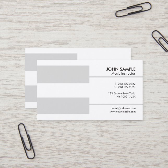 Lyx för anvisning för kurser för pianoläraremusik visitkort (Fram/Back In Situ)