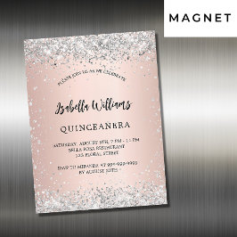 lyx för Quinceanera silver ro guld Magnetisk Inbjudningskort