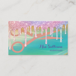 Lyx Frisör Glitter Drip Sax Visitkort
