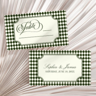 Lyx gammalt pengar Olivgrön Elfenben Vintage Bröll Placeringskort