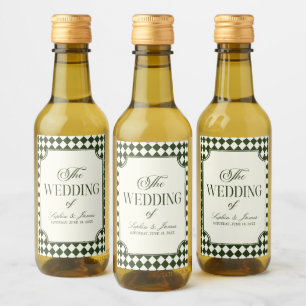 Lyx gammalt pengar Olivgrön Vintage Bröllop Vinetikett
