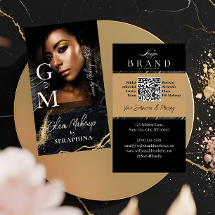 Lyx Glam Beauty Sminkartist Svart Guld Agat Visitkort