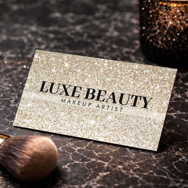 Lyx Glitter Guld Smink Artist Minimalist Visitkort (Skapare uppladdad)