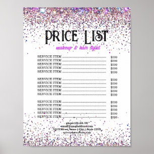Lyx Glitter Prislista Smink & Hårstylister Poster