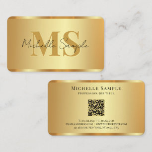 Lyx Gold Anpassad Typografi Namn QR-kod Skript Visitkort