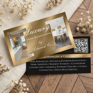 Lyx Gold Entreprenör Hem Builder Foto QR-kod Visitkort