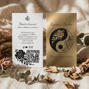 Lyx Gold Holistisk Yin Yang Andlig Välbefinnande Visitkort