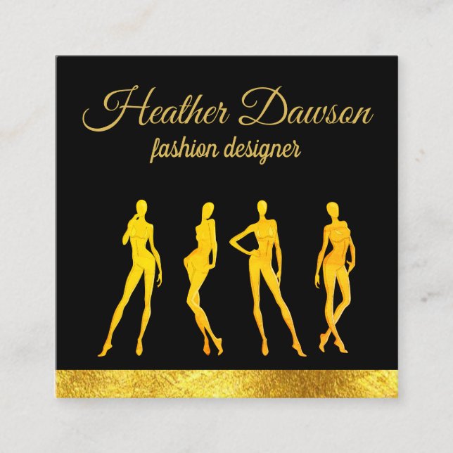 Lyx Gold | Mannekäng | Modedesigner Fyrkantigt Visitkort (Framsida)