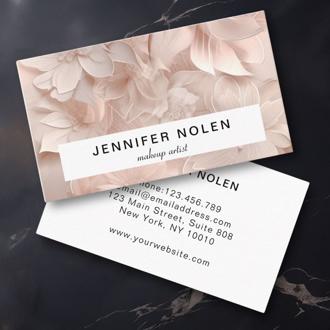 lyx, -ige, blomma, salon visitkort (Luxury, Blush-Beige, Flower, Salon Business Card)